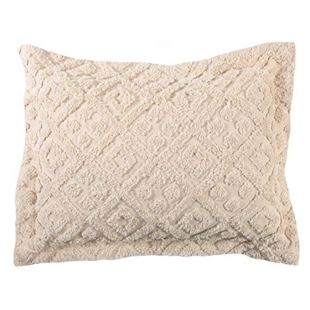 Standard Sham Beatrice Home Fashions Channel Chenille Ivory Standard Sham Beatrice Home Fashions Channel Chenille Ivory